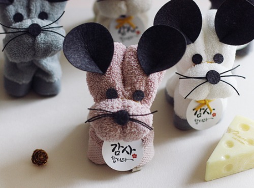 [쥐띠] 마우스 인형_핸드타올(비닐포장)답례품